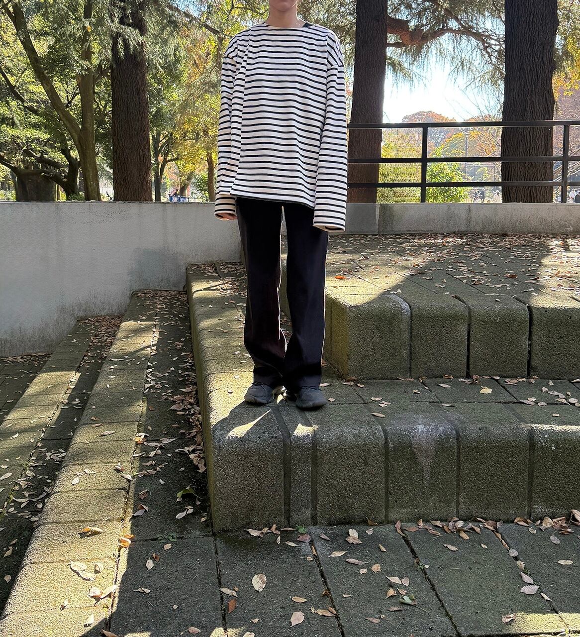 otona   Crazy Mix Border Tee　*fleece-lined*